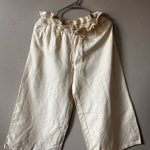 Anthropologie Linen Pull On Pant